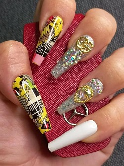 Gucci mix bling long nails $50