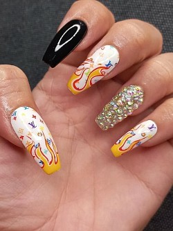 Fire Yellow LV nails Mid $45